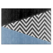 Planche À Découper Gris Zigzag, Gris Chevron, Motif Zigzag, Bleu (Devant)