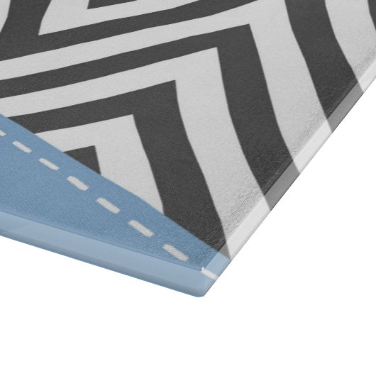 Planche À Découper Gris Zigzag, Gris Chevron, Motif Zigzag, Bleu (Coin)