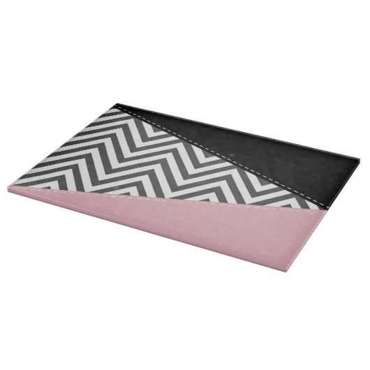 Planche À Découper Gris Zigzag, Gris Chevron, Motif Zigzag, Rose (Coin)