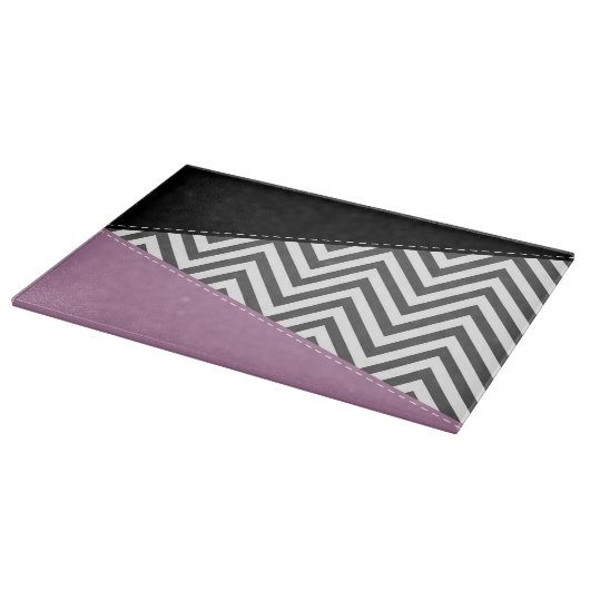Planche À Découper Gris Zigzag, Gris Chevron, Motif Zigzag, Violet (Coin)