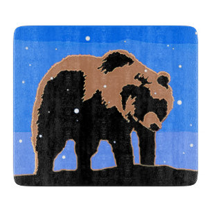 Planche À Découper Grizzly Bear en hiver - Art original de la faune