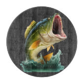 Planche À Découper Gros achigan à bouche explose de l'eau (Devant)