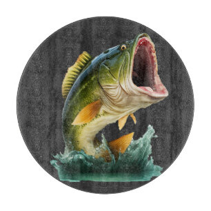 Planche À Découper Gros achigan à bouche explose de l'eau