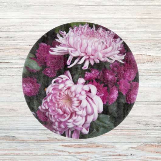 Planche À Découper Gros Chrysanthèmes roses Floral