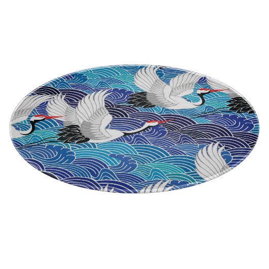 Planche À Découper Grue japonaise : Motif orné d'oiseaux. (Coin)