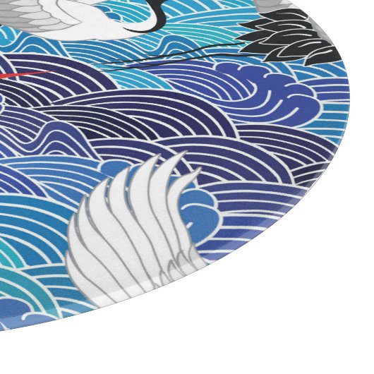 Planche À Découper Grue japonaise : Motif orné d'oiseaux. (Coin)