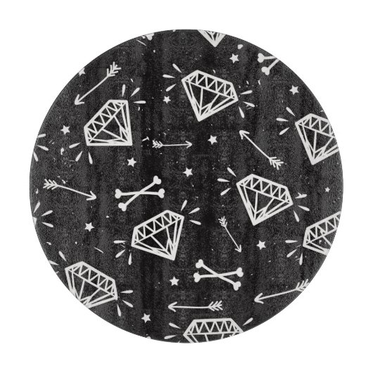 Planche À Découper Grunge rock : diamants, os motif. (Devant)