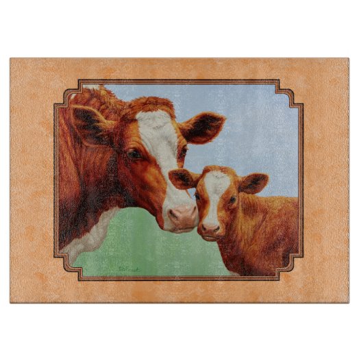 Planche À Découper Guernsey Calf et Mère Cow Peach (Devant)