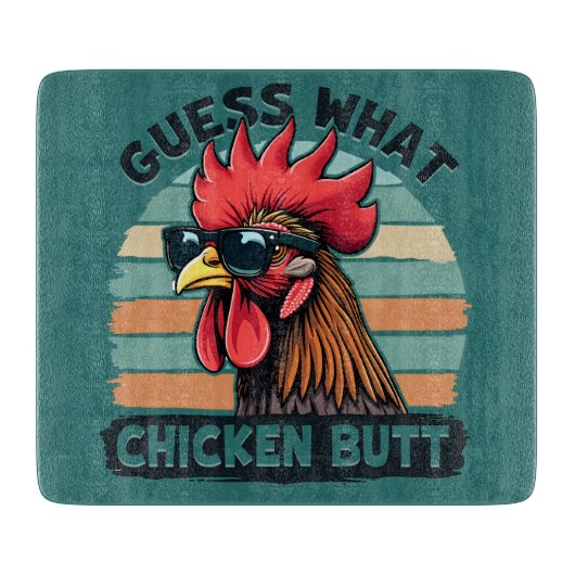 Planche À Découper Guess What Chicken Butt Funny Retro Rooster (Devant)