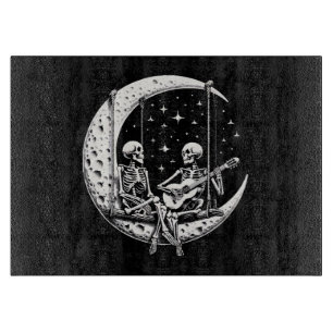 Planche À Découper Guitare de lune de couple de squelettes