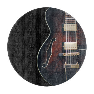 Planche À Découper Guitare Électrique Sur Fond Noir