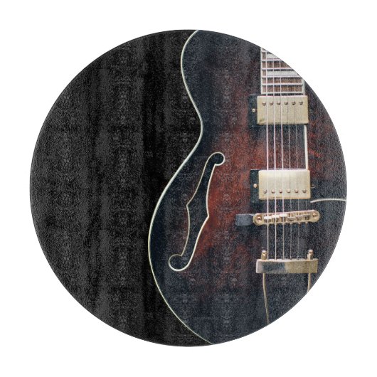 Planche À Découper Guitare Électrique Sur Fond Noir (Devant)