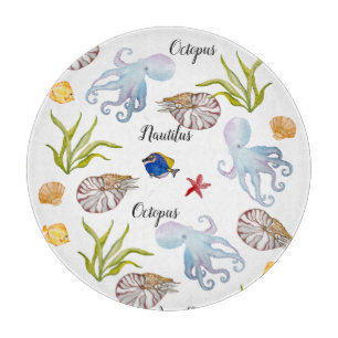 Planche À Découper Habitants des fonds marins de l'aquarelle