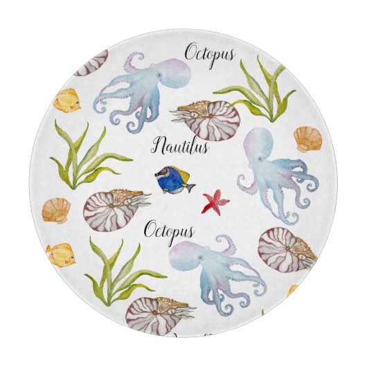 Planche À Découper Habitants des fonds marins de l'aquarelle (Devant)