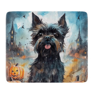 Planche À Découper Halloween Affenpinscher avec la peur Citrouille