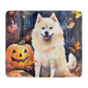 Planche À Découper Halloween Akita Américain Avec La Peur Citrouille
