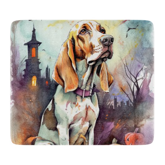 Planche À Découper Halloween Basset Hound Avec Crainte Citrouille (Devant)