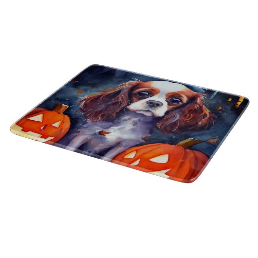 Planche À Découper Halloween Cavalier King Charles Citrouille espagno (Coin)