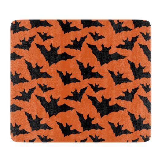 Planche À Découper Halloween chauves-souris noires orange cool éffray (Devant)