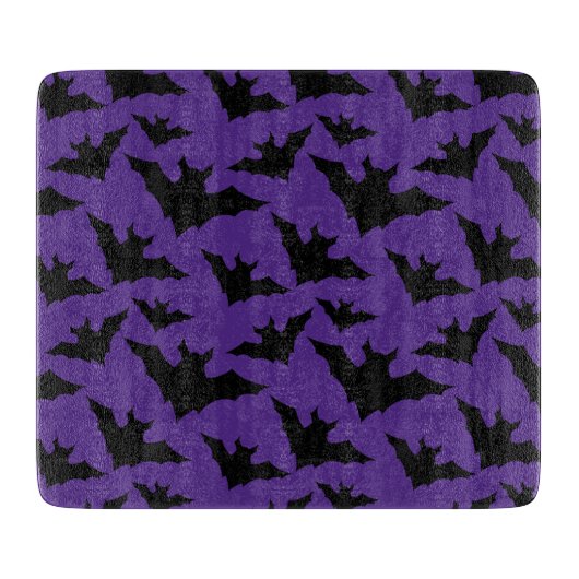 Planche À Découper Halloween chauves-souris violet cool éffrayant mot (Devant)