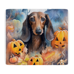 Planche À Découper Halloween Dachshund Avec La Peur Citrouille
