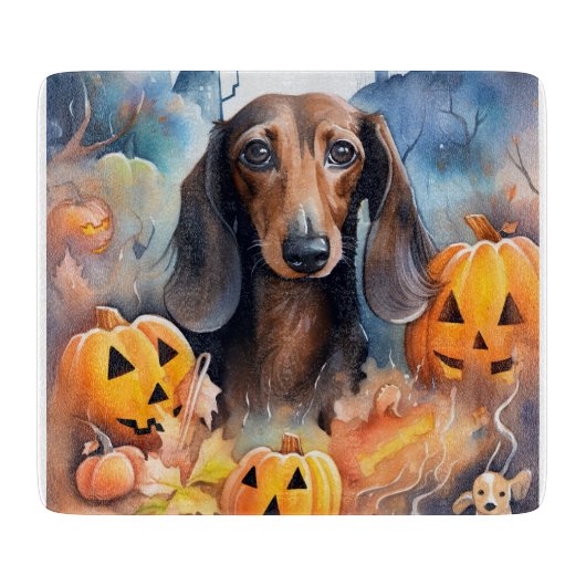 Planche À Découper Halloween Dachshund Avec La Peur Citrouille (Devant)