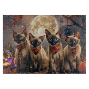 Planche À Découper Halloween Éffrayant de chats de Siamese