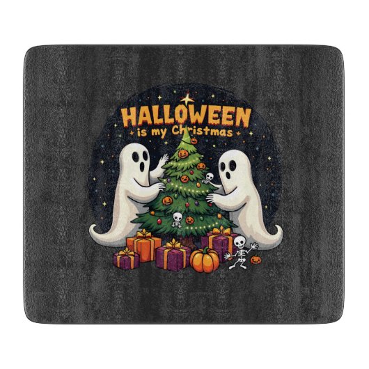 Planche À Découper Halloween est mon Noël drôle Fantôme Noël Père Noë (Devant)