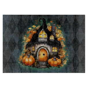 Planche À Découper Halloween Gothique Automne Fée Cottage Bleu Jacqua