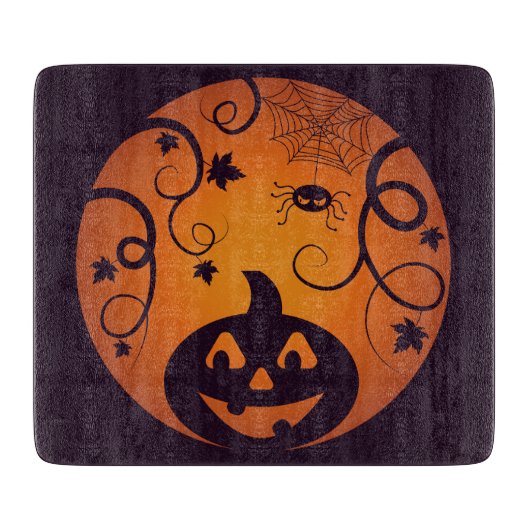 Planche À Découper Halloween Jack-o'-lantern citrouille visage et ara (Devant)