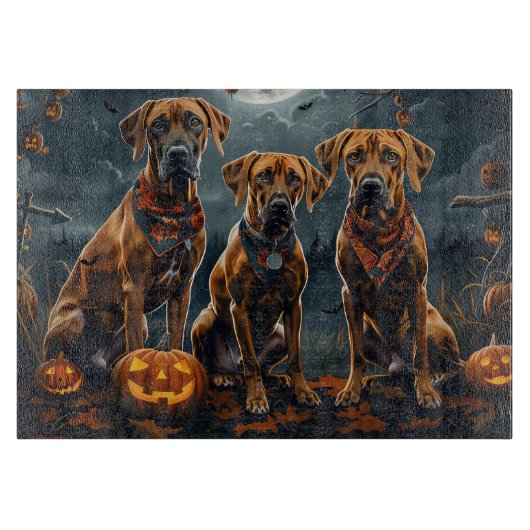 Planche À Découper Halloween Rhodesian Ridgeback Éffrayant (Devant)