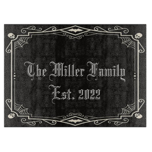 Planche À Découper Halloween Skeletons Éffrayants Bats Araignées Fami (Devant)