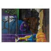 Planche À Découper Halloween sorcière chat violet magie (Devant)