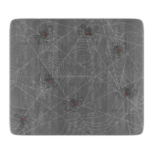 Planche À Découper Halloween spiders web and pumpkins  