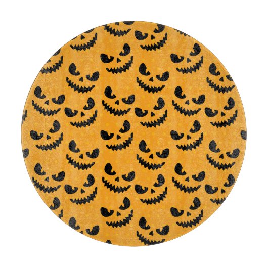 Planche À Découper Halloween : visages effrayants, style vintage. (Devant)