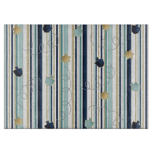 Planche À Découper Hanukkah Stripes and Swirls (Devant)