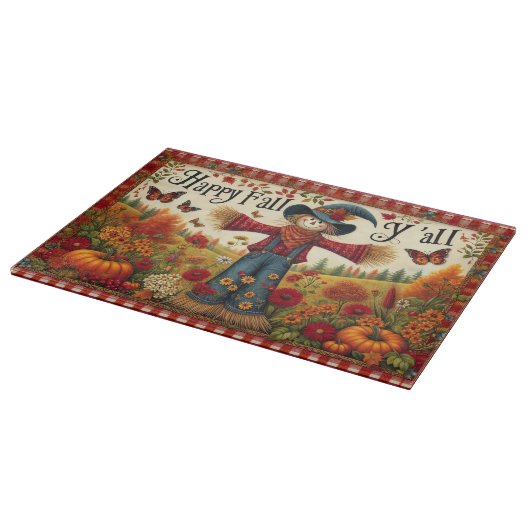 Planche À Découper Happy Fall Ya'll mignonne Scarecrow et automne Har (Coin)