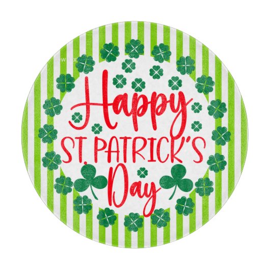 Planche À Découper Happy St. Patrick's Day Circle Design-63502 (Devant)