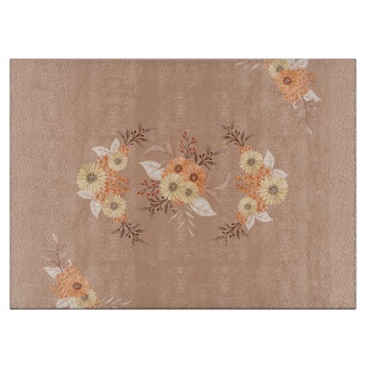 Planche À Découper Harmonie d'Automne – Conception Florale Terreuse (Devant)