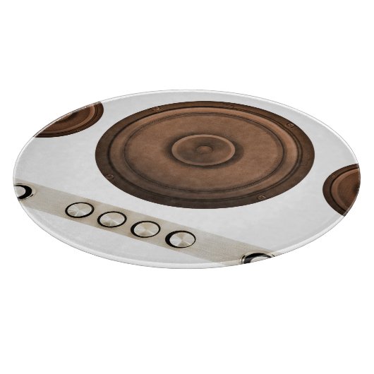 Planche À Découper Haut-parleurs rétro : brun, blanc isolé. (Coin)