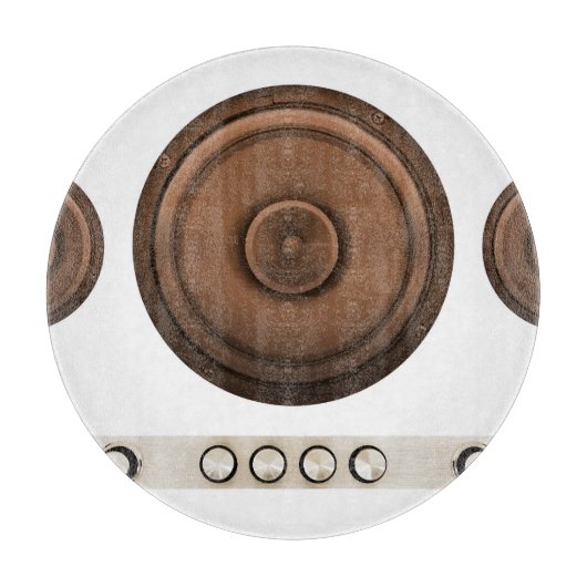 Planche À Découper Haut-parleurs rétro : brun, blanc isolé. (Devant)