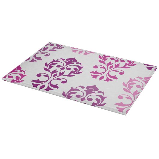 Planche À Découper Heart Damask Art I Pink Plums White (Coin)