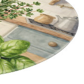 Planche À Découper Herbes fraîches de cuisine aquarelle (Coin)