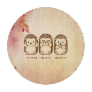 Planche À Découper hérissons mignons qui n'entendent, ne voient et ne