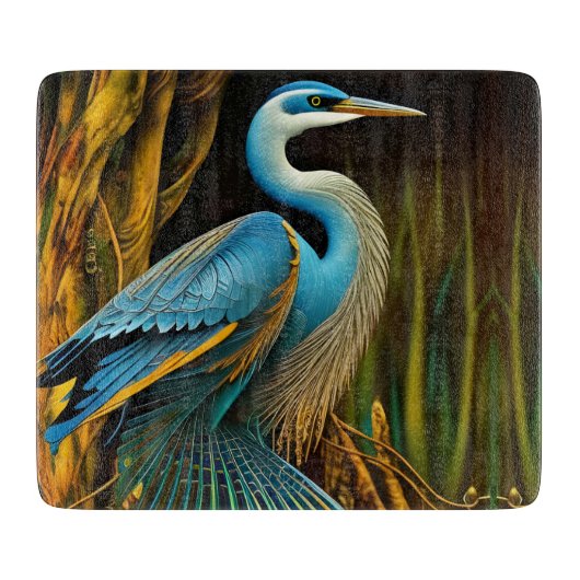 Planche À Découper Héron bleu à Reeds (Devant)