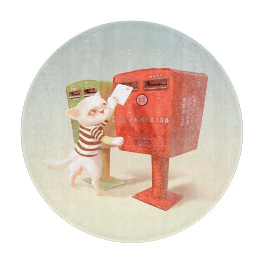 Planche À Découper Heure de publication - Chat avec boîte aux lettres (Devant)