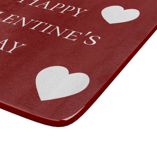 Planche À Découper Heureuse Sainte-Valentin des Coeurs Blancs (Coin)