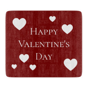 Planche À Découper Heureuse Sainte-Valentin des Coeurs Blancs