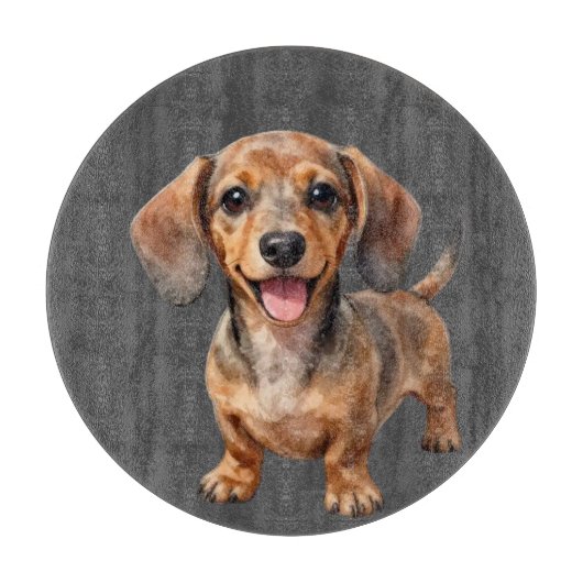 Planche À Découper Heureux chiot teckel (Devant)