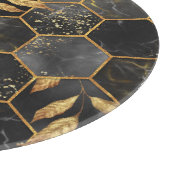 Planche À Découper Hexagon de marbre, Texture Feuille d'or. (Coin)